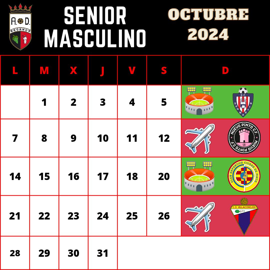 ⚽ CALENDARIO SÉNIOR MASCULINO OCTUBRE ⚽