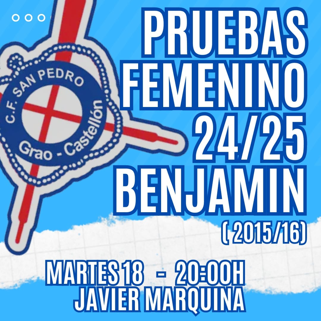 PRUEBAS FEMENINO 24/25. BENJAMIN - AMATEUR