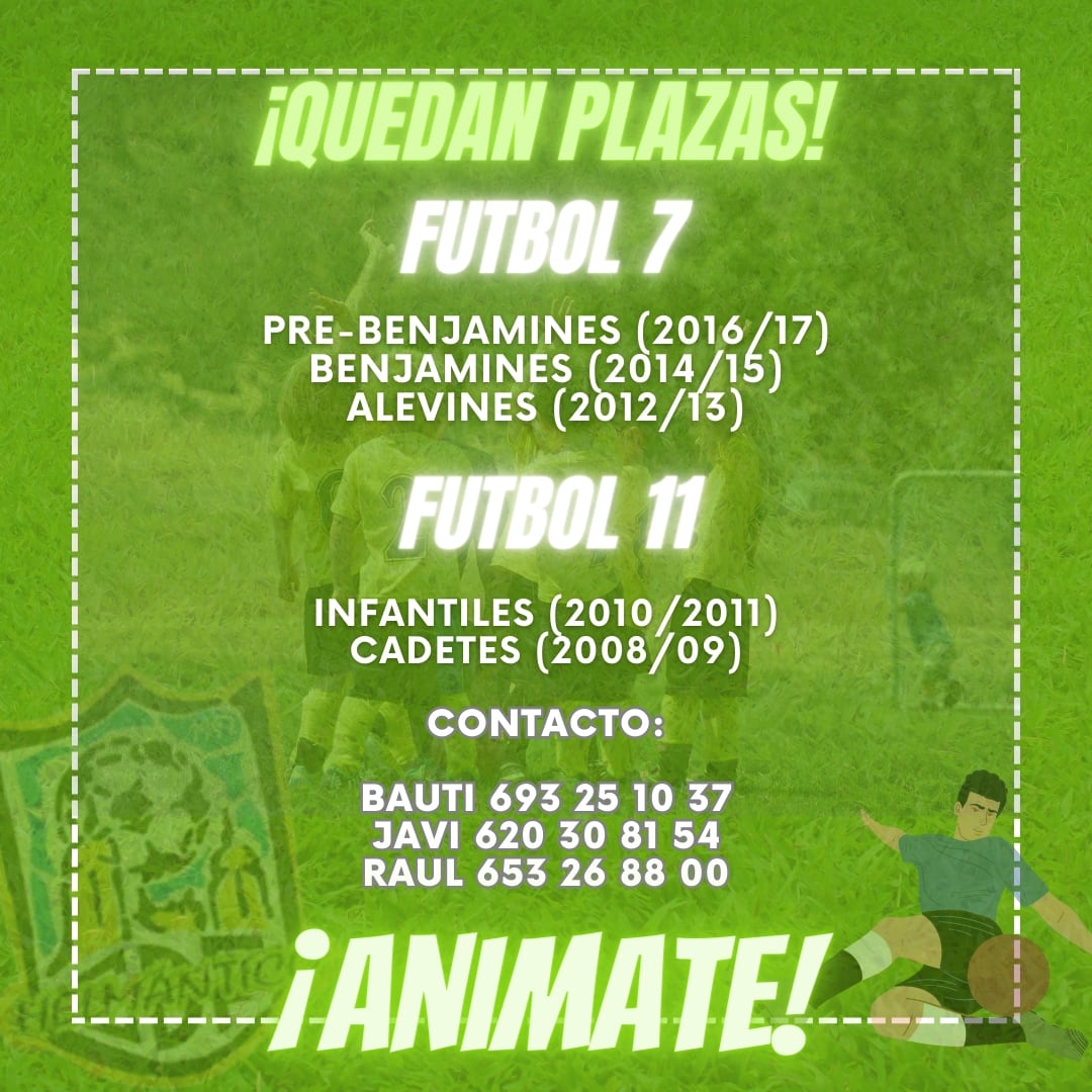 Plazas disponibles para la temporada 2023/2024