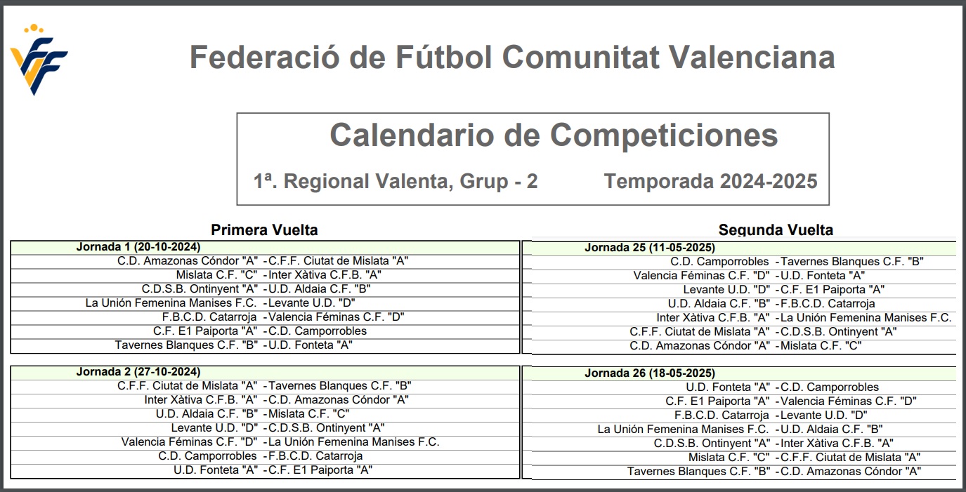 L'Amateur Femení ja coneix el calendari de lliga 24/25