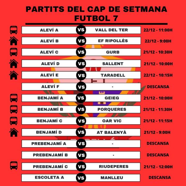 PARTITS CAP DE SETMANA_SÉNIORS (A) FEMENÍ_MASCULÍ_SÉNIOR B i FUTBOL BASE